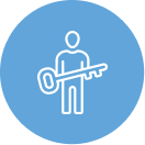 Person holding a key icon