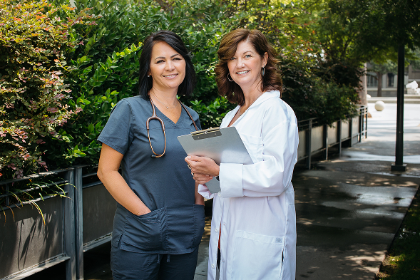 Always Best Care nurse and doctor caregivers being outside