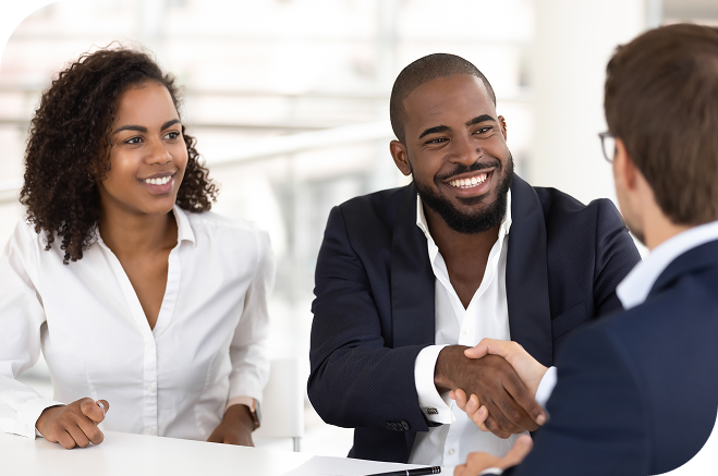 Two men shaking hands after a successful meeting